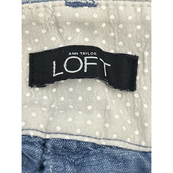 Ann Taylor LOFT Chambray Linen Shorts Women's 6 Blue Mid Rise - Picture 4 of 6